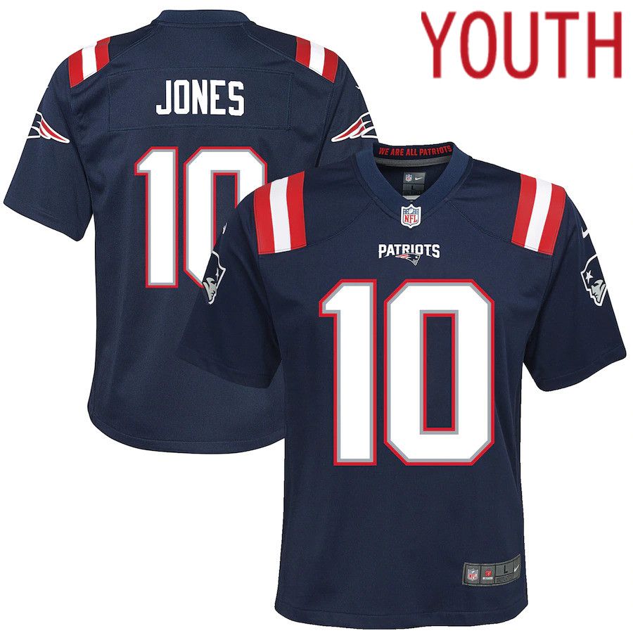 Youth New England Patriots 10 Mac Jones Nike Navy Game NFL Jersey